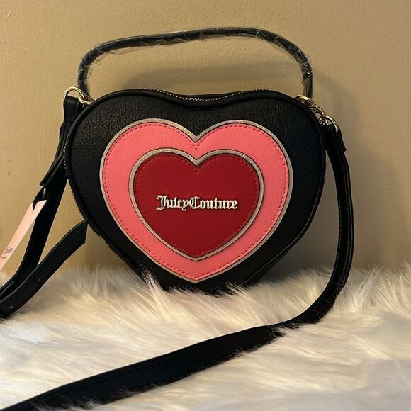 NWT Juicy Couture Love Never Dies Crossbody Heart Bag - Black 🖤🩷❤️ - Picture 5 of 10